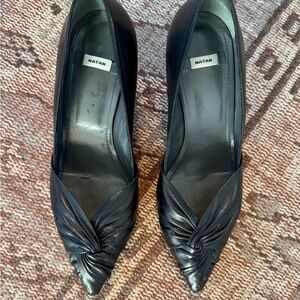 Natan Black Heels with Twist Ornamental Detailing